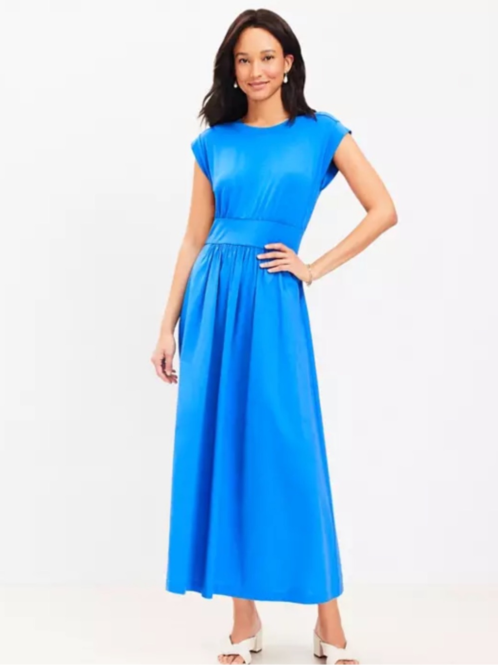 Classic Crewneck Maxi Dress in Blue